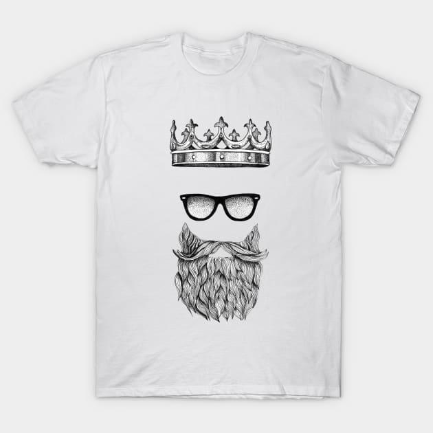 Bearded King - Awesome Tattoo Style Beard T-Shirt T-Shirt by Squidoodle